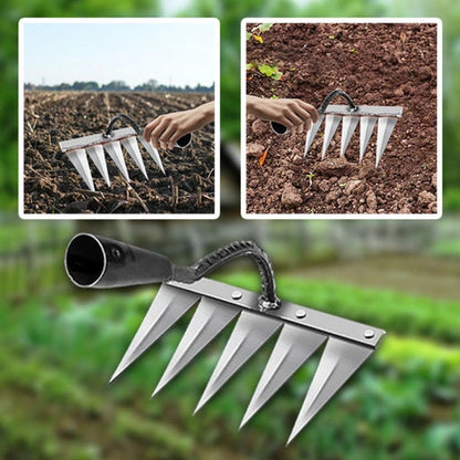 5-Teeth Carbon Steel Garden Weeding Rake