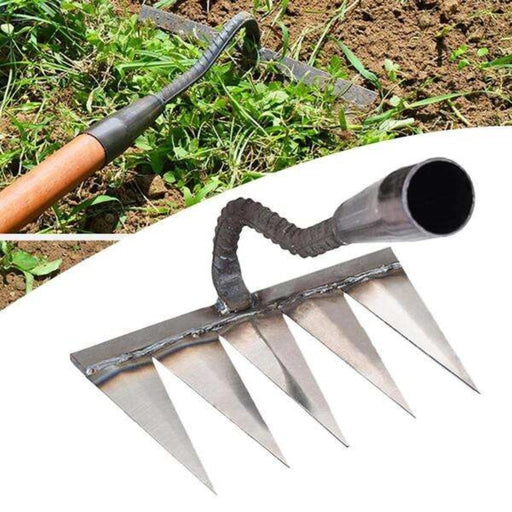 5-Teeth Carbon Steel Garden Weeding Rake
