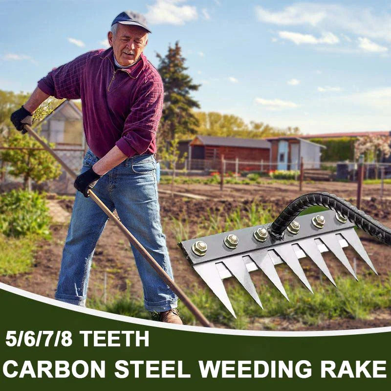 5-Teeth Carbon Steel Garden Weeding Rake